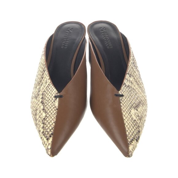 Mercedes Castillo Leather Animal Print Mules Women's Size: 9.5/39.5 - Picture 1 of 15